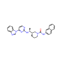 C[C@H](Nc1nccc(-n2cnc3ccccc32)n1)[C@@H]1CCCN(C(=O)Nc2ccc3ccccc3c2)C1 ZINC000045316136