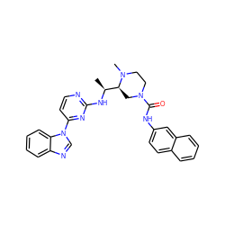 C[C@H](Nc1nccc(-n2cnc3ccccc32)n1)[C@@H]1CN(C(=O)Nc2ccc3ccccc3c2)CCN1C ZINC000045261147