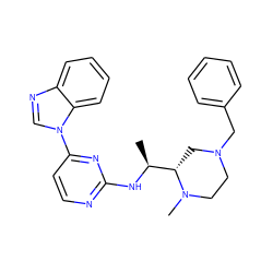 C[C@H](Nc1nccc(-n2cnc3ccccc32)n1)[C@@H]1CN(Cc2ccccc2)CCN1C ZINC000045254684