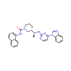 C[C@H](Nc1nccc(-n2cnc3ccccc32)n1)[C@H]1CCCN(C(=O)Nc2cccc3ccccc23)C1 ZINC000045261320