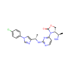 C[C@H](Nc1nccc(N2C(=O)OC[C@@H]2[C@@H](C)N)n1)c1cn(-c2ccc(Cl)cc2)cn1 ZINC000221909366