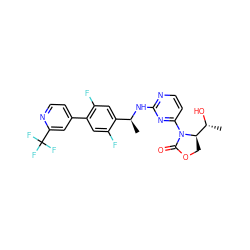 C[C@H](Nc1nccc(N2C(=O)OC[C@@H]2[C@@H](C)O)n1)c1cc(F)c(-c2ccnc(C(F)(F)F)c2)cc1F ZINC000221679638