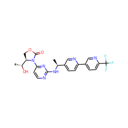 C[C@H](Nc1nccc(N2C(=O)OC[C@@H]2[C@@H](C)O)n1)c1ccc(-c2ccc(C(F)(F)F)nc2)nc1 ZINC000221664038