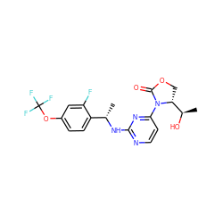 C[C@H](Nc1nccc(N2C(=O)OC[C@@H]2[C@@H](C)O)n1)c1ccc(OC(F)(F)F)cc1F ZINC000221910453