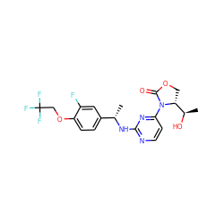 C[C@H](Nc1nccc(N2C(=O)OC[C@@H]2[C@@H](C)O)n1)c1ccc(OCC(F)(F)F)c(F)c1 ZINC000221679122