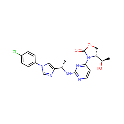 C[C@H](Nc1nccc(N2C(=O)OC[C@@H]2[C@@H](C)O)n1)c1cn(-c2ccc(Cl)cc2)cn1 ZINC000226094482