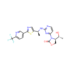 C[C@H](Nc1nccc(N2C(=O)OC[C@@H]2[C@@H](C)O)n1)c1cnc(-c2ccc(C(F)(F)F)nc2)s1 ZINC000221674303