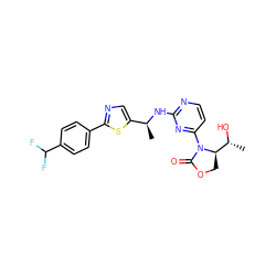 C[C@H](Nc1nccc(N2C(=O)OC[C@@H]2[C@@H](C)O)n1)c1cnc(-c2ccc(C(F)F)cc2)s1 ZINC000218253903