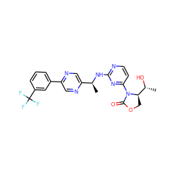 C[C@H](Nc1nccc(N2C(=O)OC[C@@H]2[C@@H](C)O)n1)c1cnc(-c2cccc(C(F)(F)F)c2)cn1 ZINC000218118981