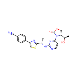 C[C@H](Nc1nccc(N2C(=O)OC[C@@H]2[C@@H](C)O)n1)c1nc(-c2ccc(C#N)cc2)cs1 ZINC000221664690