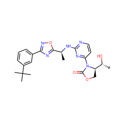 C[C@H](Nc1nccc(N2C(=O)OC[C@@H]2[C@@H](C)O)n1)c1nc(-c2cccc(C(C)(C)C)c2)no1 ZINC000218272067