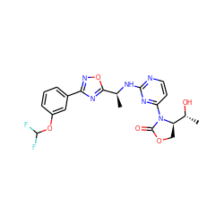 C[C@H](Nc1nccc(N2C(=O)OC[C@@H]2[C@@H](C)O)n1)c1nc(-c2cccc(OC(F)F)c2)no1 ZINC000221669830