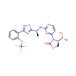 C[C@H](Nc1nccc(N2C(=O)OC[C@@H]2[C@@H](C)O)n1)c1nc(-c2ccccc2OC(F)(F)F)no1 ZINC000221669159