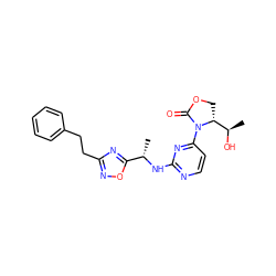 C[C@H](Nc1nccc(N2C(=O)OC[C@@H]2[C@@H](C)O)n1)c1nc(CCc2ccccc2)no1 ZINC000221670163