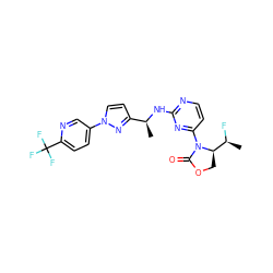 C[C@H](Nc1nccc(N2C(=O)OC[C@@H]2[C@H](C)F)n1)c1ccn(-c2ccc(C(F)(F)F)nc2)n1 ZINC000226113662