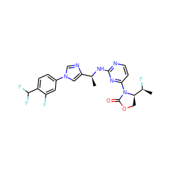 C[C@H](Nc1nccc(N2C(=O)OC[C@@H]2[C@H](C)F)n1)c1cn(-c2ccc(C(F)F)c(F)c2)cn1 ZINC000221917712