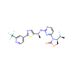 C[C@H](Nc1nccc(N2C(=O)OC[C@@H]2[C@H](C)F)n1)c1cnc(-c2ccnc(C(F)(F)F)c2)s1 ZINC000221681387