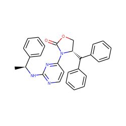 C[C@H](Nc1nccc(N2C(=O)OC[C@@H]2C(c2ccccc2)c2ccccc2)n1)c1ccccc1 ZINC000142143484