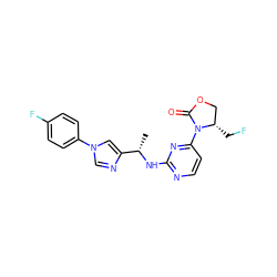 C[C@H](Nc1nccc(N2C(=O)OC[C@@H]2CF)n1)c1cn(-c2ccc(F)cc2)cn1 ZINC000217413129