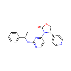 C[C@H](Nc1nccc(N2C(=O)OC[C@@H]2c2ccncc2)n1)c1ccccc1 ZINC000142054391