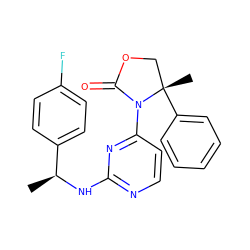 C[C@H](Nc1nccc(N2C(=O)OC[C@]2(C)c2ccccc2)n1)c1ccc(F)cc1 ZINC000142139516