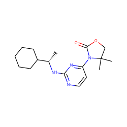 C[C@H](Nc1nccc(N2C(=O)OCC2(C)C)n1)C1CCCCC1 ZINC000142143890