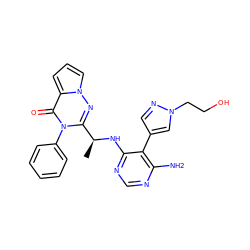 C[C@H](Nc1ncnc(N)c1-c1cnn(CCO)c1)c1nn2cccc2c(=O)n1-c1ccccc1 ZINC000209002590