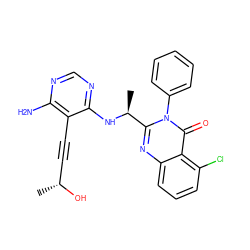 C[C@H](Nc1ncnc(N)c1C#C[C@@H](C)O)c1nc2cccc(Cl)c2c(=O)n1-c1ccccc1 ZINC000209605380