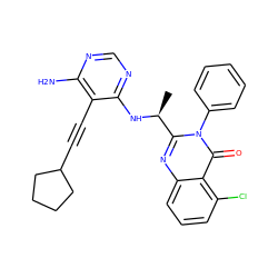 C[C@H](Nc1ncnc(N)c1C#CC1CCCC1)c1nc2cccc(Cl)c2c(=O)n1-c1ccccc1 ZINC000219111979