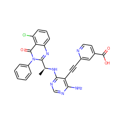 C[C@H](Nc1ncnc(N)c1C#Cc1cc(C(=O)O)ccn1)c1nc2cccc(Cl)c2c(=O)n1-c1ccccc1 ZINC000219077060