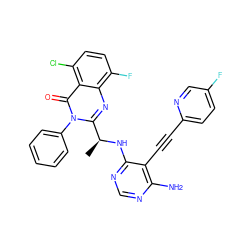 C[C@H](Nc1ncnc(N)c1C#Cc1ccc(F)cn1)c1nc2c(F)ccc(Cl)c2c(=O)n1-c1ccccc1 ZINC000209582908