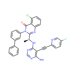 C[C@H](Nc1ncnc(N)c1C#Cc1ccc(F)cn1)c1nc2cccc(Cl)c2c(=O)n1-c1cccc(-c2ccccc2)c1 ZINC000219121669