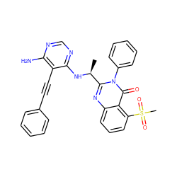 C[C@H](Nc1ncnc(N)c1C#Cc1ccccc1)c1nc2cccc(S(C)(=O)=O)c2c(=O)n1-c1ccccc1 ZINC000219081834