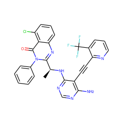 C[C@H](Nc1ncnc(N)c1C#Cc1ncccc1C(F)(F)F)c1nc2cccc(Cl)c2c(=O)n1-c1ccccc1 ZINC000219108022