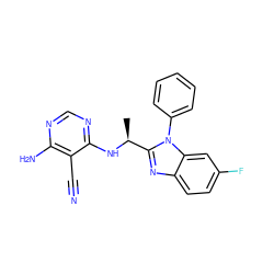 C[C@H](Nc1ncnc(N)c1C#N)c1nc2ccc(F)cc2n1-c1ccccc1 ZINC000095565951