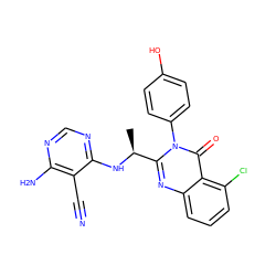 C[C@H](Nc1ncnc(N)c1C#N)c1nc2cccc(Cl)c2c(=O)n1-c1ccc(O)cc1 ZINC001772597554