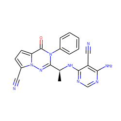 C[C@H](Nc1ncnc(N)c1C#N)c1nn2c(C#N)ccc2c(=O)n1-c1ccccc1 ZINC000205586126