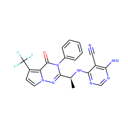 C[C@H](Nc1ncnc(N)c1C#N)c1nn2ccc(C(F)(F)F)c2c(=O)n1-c1ccccc1 ZINC000205604009