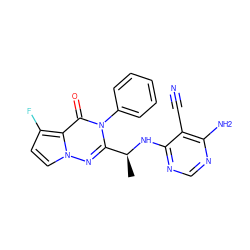 C[C@H](Nc1ncnc(N)c1C#N)c1nn2ccc(F)c2c(=O)n1-c1ccccc1 ZINC001772620338