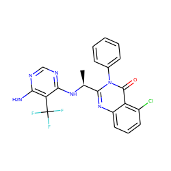 C[C@H](Nc1ncnc(N)c1C(F)(F)F)c1nc2cccc(Cl)c2c(=O)n1-c1ccccc1 ZINC000653878524