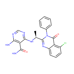 C[C@H](Nc1ncnc(N)c1C(N)=O)c1nc2cccc(Cl)c2c(=O)n1-c1ccccc1 ZINC000653899343