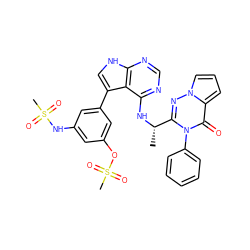 C[C@H](Nc1ncnc2[nH]cc(-c3cc(NS(C)(=O)=O)cc(OS(C)(=O)=O)c3)c12)c1nn2cccc2c(=O)n1-c1ccccc1 ZINC001772649651