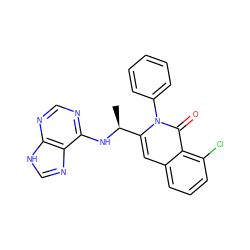 C[C@H](Nc1ncnc2[nH]cnc12)c1cc2cccc(Cl)c2c(=O)n1-c1ccccc1 ZINC000088346058