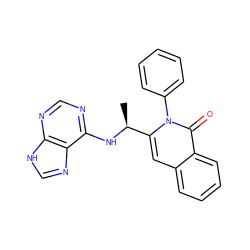 C[C@H](Nc1ncnc2[nH]cnc12)c1cc2ccccc2c(=O)n1-c1ccccc1 ZINC000088345931