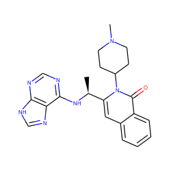 C[C@H](Nc1ncnc2[nH]cnc12)c1cc2ccccc2c(=O)n1C1CCN(C)CC1 ZINC000088346172