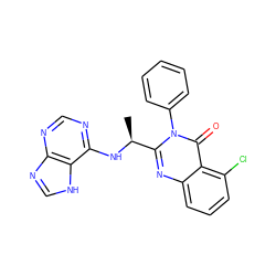 C[C@H](Nc1ncnc2nc[nH]c12)c1nc2cccc(Cl)c2c(=O)n1-c1ccccc1 ZINC000205100672