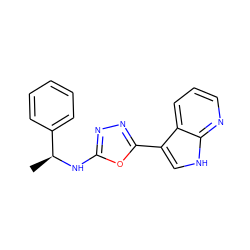 C[C@H](Nc1nnc(-c2c[nH]c3ncccc23)o1)c1ccccc1 ZINC000103245744