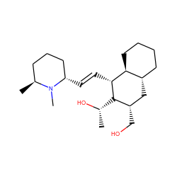 C[C@H](O)[C@H]1[C@@H](CO)C[C@H]2CCCC[C@@H]2[C@H]1/C=C/[C@H]1CCC[C@H](C)N1C ZINC000027729566