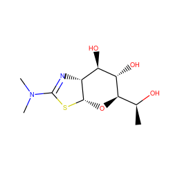 C[C@H](O)[C@H]1O[C@@H]2SC(N(C)C)=N[C@@H]2[C@@H](O)[C@@H]1O ZINC000167349932