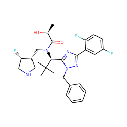 C[C@H](O)C(=O)N(C[C@@H]1CNC[C@@H]1F)[C@@H](c1nc(-c2cc(F)ccc2F)nn1Cc1ccccc1)C(C)(C)C ZINC000096174214